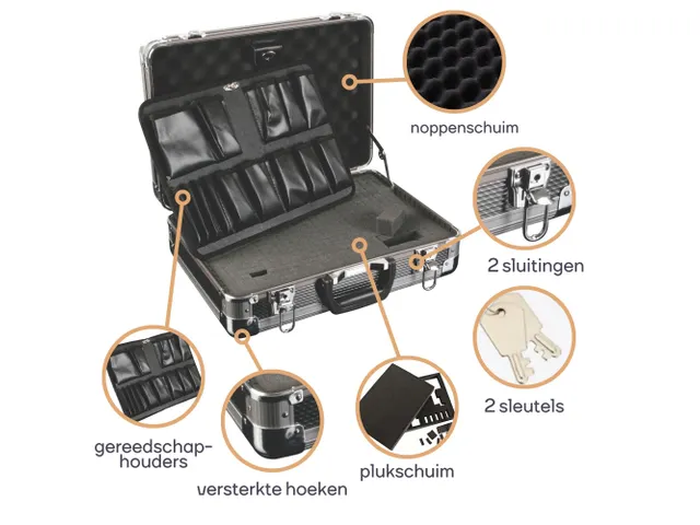 Gereedschapskoffer Met Aluminium Afgeronde Hoeken 430x300x150mm