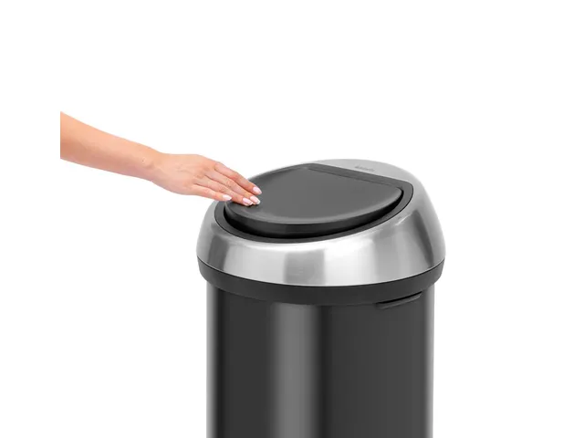Afvalbak touch Bin 60 Liter Mat Zwart RVS