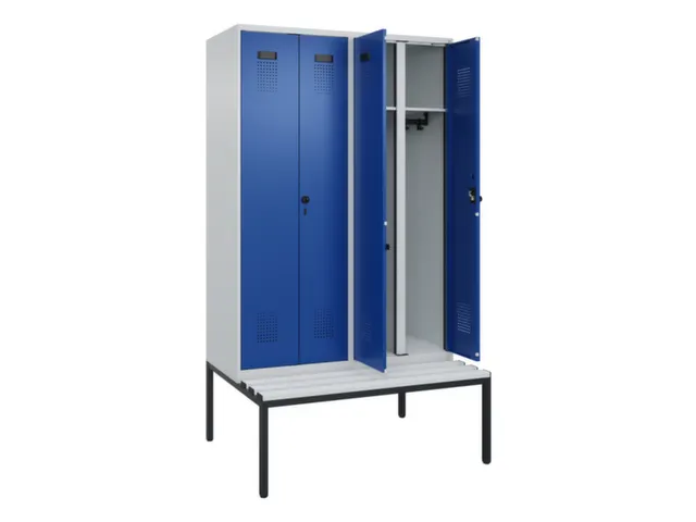locker met bank,voor scheiding van kleding,HxBxD 2120x1200x815mm,4vak