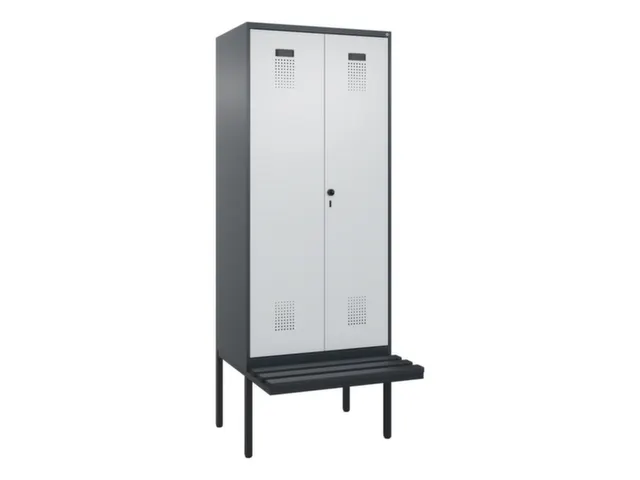 armoire vestiaire avec banc noir et blanc,HxlxP 2120x800x815mm