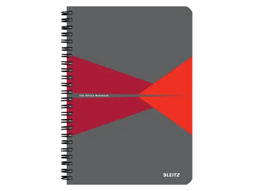 Notitieboek Leitz Office A5 lijn 180pag grijs rood