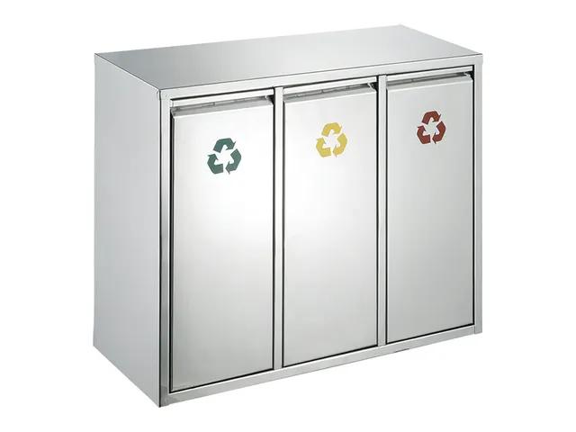 Recycling Afvalbak 3x 8 Liter Mat Rvs