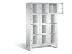 Lockerkast 1850x1200x500mm 3x4 vakken Cilinderslot Poten, RAL7035