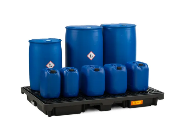 PE-opvangbak,v. 6x200l vat,opvangvol. 220l,HxBxD 200x1860x1260mm