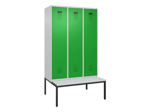 locker met bank,HxBxD 2120x1200x815mm,3vak,vak B 400mm,cilinderslot