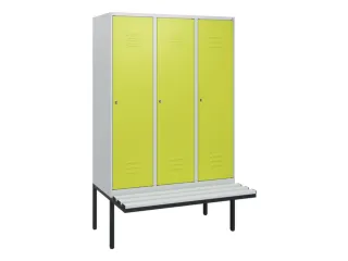 locker met bank,HxBxD 1950x1200x815mm,3vak,vak B 400mm,cil.-slot - 1