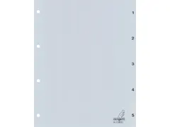 Tabbladen Kangaro A4 4-Gaats G405C 1-5 Genummerd Grijs Pp