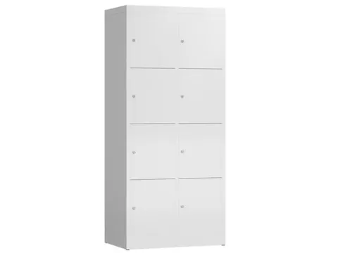 Lockerkast 1800x800x500mm 2x4 vakken cilinderslot, sokkel, RAL9003