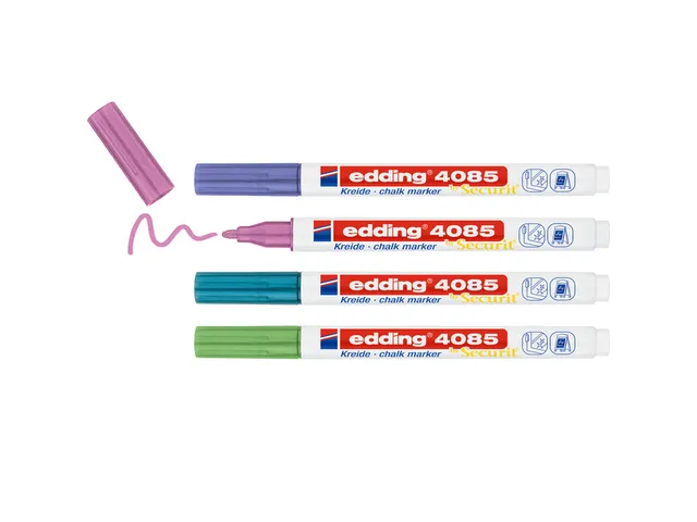 Krijtstift edding 4085 by Securit rond 1-2mm mtl assorti blister à 4s