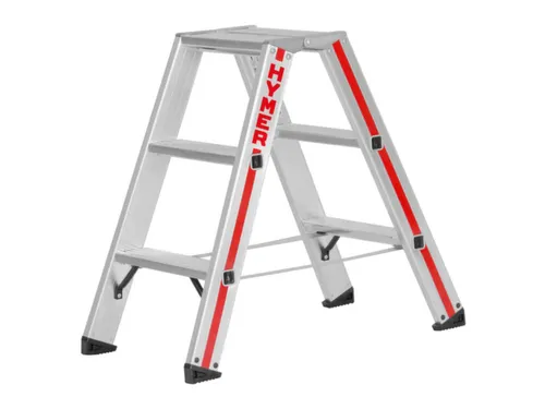 trapladder,beide zijden,2x3treden,Stand H 0,22m,balk L 0,77m,aluminium