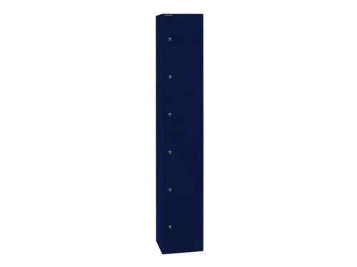lockerkast,HxBxD 1802x305x305mm,6vakken,cil.-slot,romp oxfordblauw