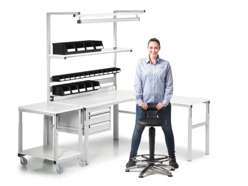 ESD-bijzetwagen,HxBxD 650-900x700x500mm,1niveaus,niveaus RAL7035