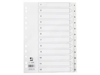 Tabbladen PP Set 1-12 Met Indexblad A4 11-Gaats Wit Personaliseerbaar - 1