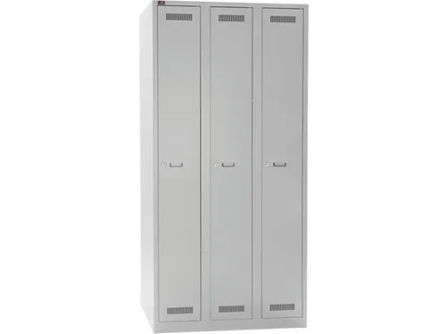 garderobekast,HxBxD 1850x900x500mm,3vak,cil.-slot,romp lichtgrijs