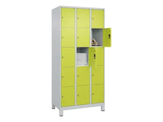 lockerkast,HxBxD 1950x900x500mm,3x5vakken,vak B 300mm,cil.-slot,voeten - 1