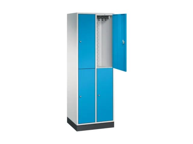 Dubbeldekse garderobekast,RAL 7035/RAL 5012,HxBxD 1950x620x500mm