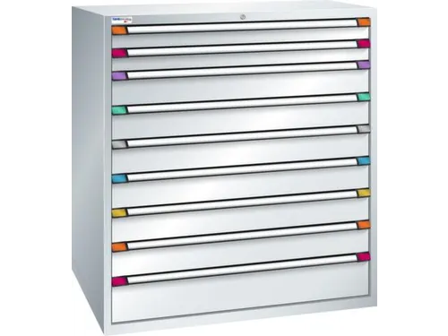 ladekast HxBxD 1400x1205x695mm 9laden RAL7035 front RAL7035