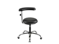 werkplaatsstoel kunstleer zwart HxØ 475-605mmx430mm wielen