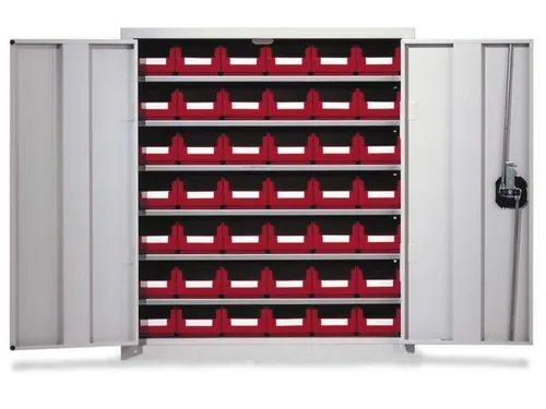 Wandkast Staalplaat 780 x 690 x 285 mm 42 Magazijnbakken Pe Ral 7035
