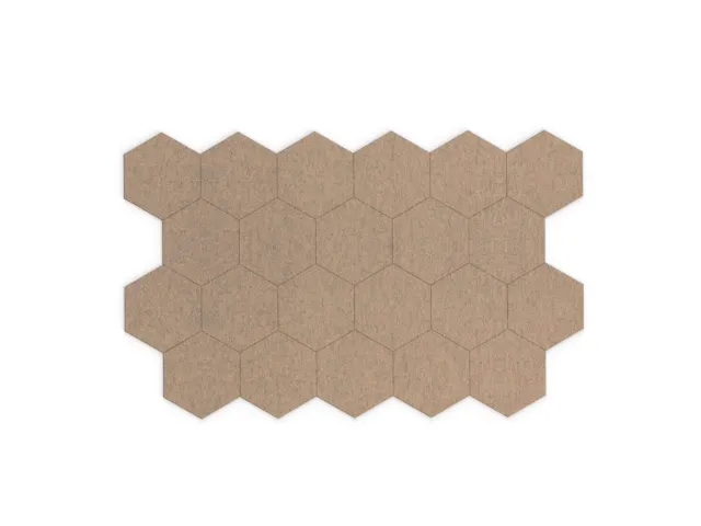 Akoestische PET-vilt Hexagon tegels beige 30x26cm 22 stuks