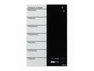 Glasmagneetbord Naga 40x60cm weekplanner NL zwart/wit - 2