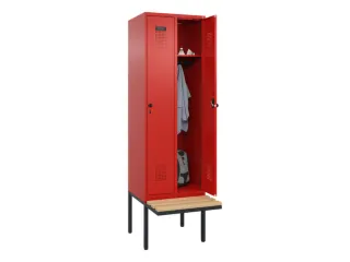 locker met bank,HxBxD 2120x600x815mm,2vak,vak B 300mm,draaigrendel - 1