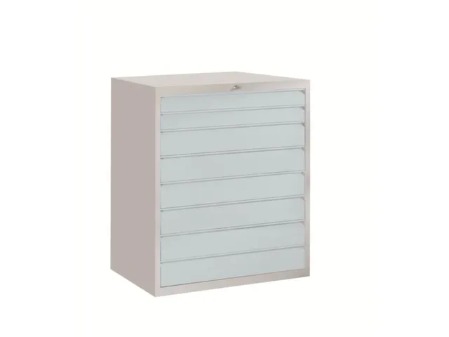 ladekast 1200x1023x600mm 8laden cilinderslot RAL7035 front RAL7035