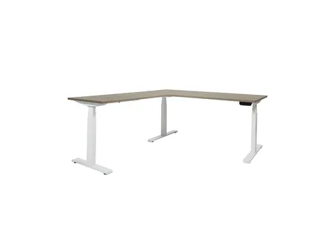 Elektrisch Hoekbureau Dextro Plus 160x200cm Frame Wit Blad Robson Eik