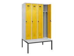 locker met bank,voor scheiding van kleding,HxBxD 2120x1200x815mm,4vak