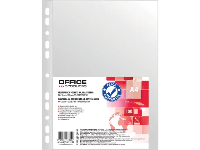 Office Products showtas A4 30 micron 11-gaats Glashelder 100 stuks
