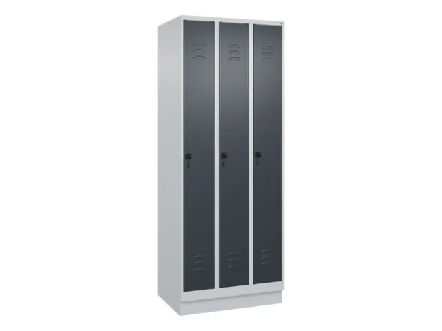 locker,HxBxD 1950x750x500mm,3vak,vak B 250mm,draaigrendel,sokkel