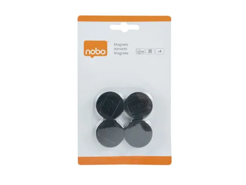 Magneet Nobo 30mm zwart 4 stuks