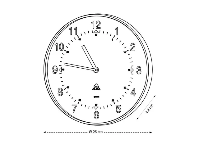 Classic magnetische wandklok met een diameter van 25 cm.