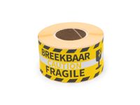 Verpakkingsetiketten 46x125mm Op Rol Zwart Geel Fragile 250 Stuks