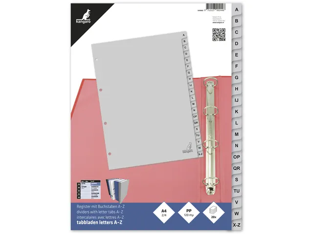 Tabblad Kangaro G420AZ A4 4-Gaats A-z Pp 20-Delig Grijs