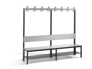 omkleedbank,HxLxD 1710x2000x407mm,HPL zilvergrijs,frame staal RAL7021 - 1