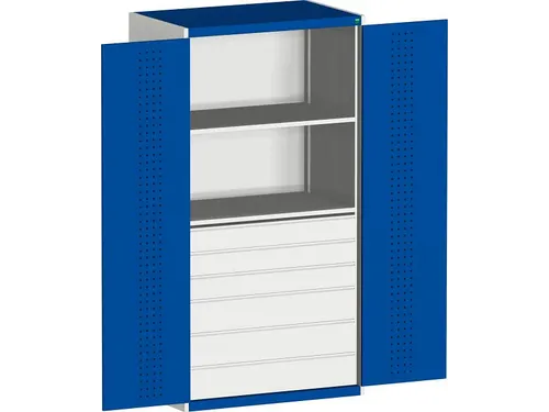 systeemkast 2000x1050x650mm 2xStalen bodem 6laden Ral7035 Ral5010