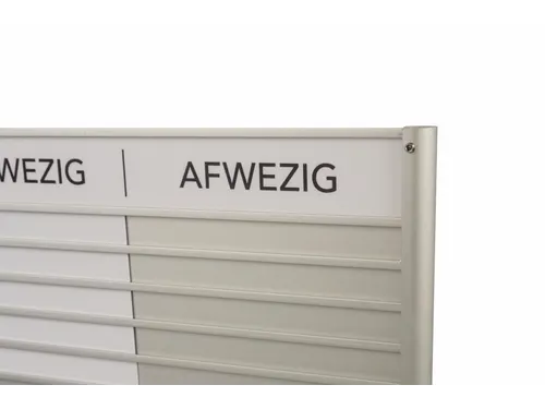 Menoor In-Uit bord 6 namen Aluminium Aanwezig/Afwezig Wit