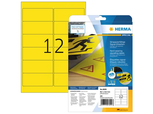 HERMA 8029 Weervaste Folie-etiketten A4 99,1x42,3mm Geel 300 stuks