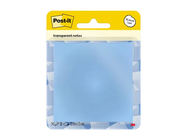 Memoblok Post-it 3M 73x73mm Transparant blauw