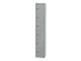 lockerkast,HxBxD 1802x305x305mm,6vakken,cil.-slot,romp zilverkleurig - 1