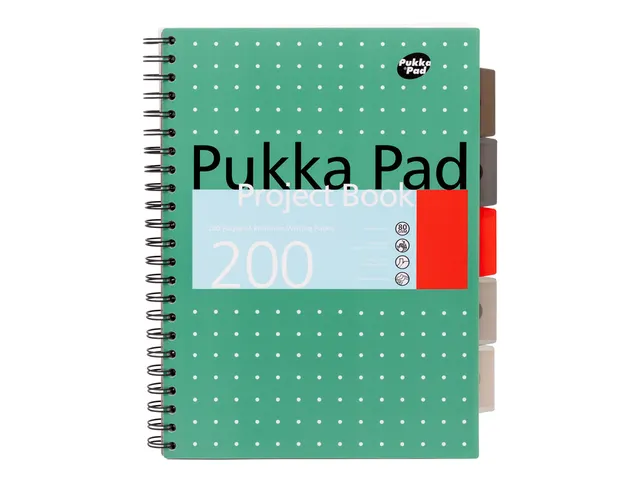 Projectboek Pukka Metallic A4 lijn 5-tabs 200 pagina's 80gr groen
