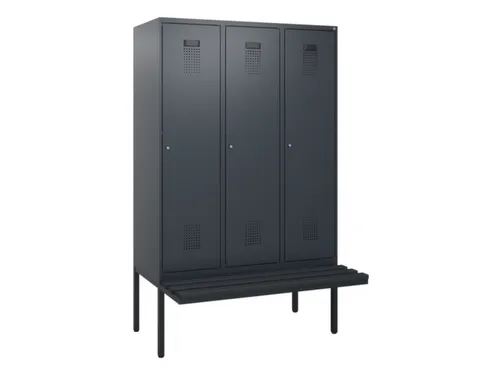 locker met bank,HxBxD 1950x1200x815mm,3vak,vak B 400mm,cilinderslot