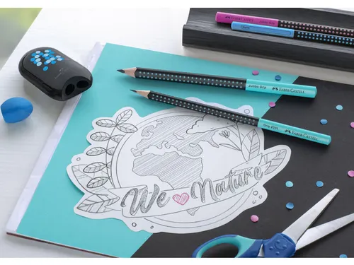 Grafietpotlood Faber-Castell Jumbo Grip two-tone zwart/turquoise