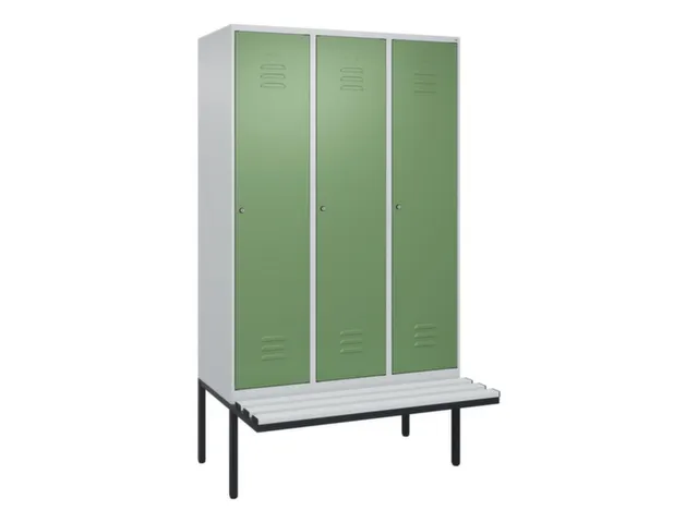 locker met bank,HxBxD 2120x1200x815mm,3vak,vak B 400mm,cil.-slot