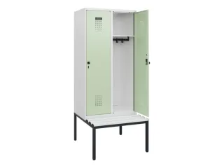locker met bank,HxBxD 1950x800x815mm,2vak,vak B 400mm,draaigrendel - 1