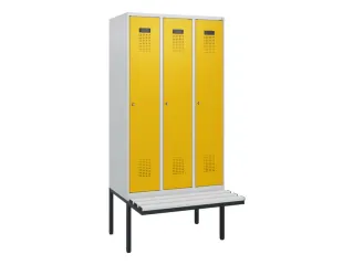 locker met bank,HxBxD 1950x900x815mm,3vak,vak B 300mm,cilinderslot - 2