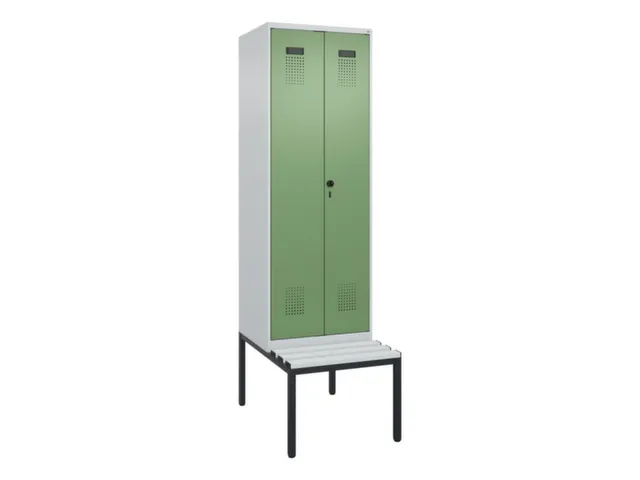 locker met bank,voor scheiding van kleding,HxBxD 2120x600x815mm,2vak