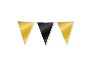 Slinger Folie vlaggen Party Flag Foil Goud-Zwart 30cmx10m - 1
