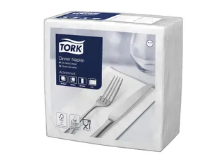 Servetten Tork 477554 Dinner 2-laags 39x39cm wit 1/4 vouw 150st. - 3